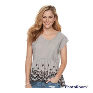 Sonoma Sleeveless Top Gray and Black Large NWT